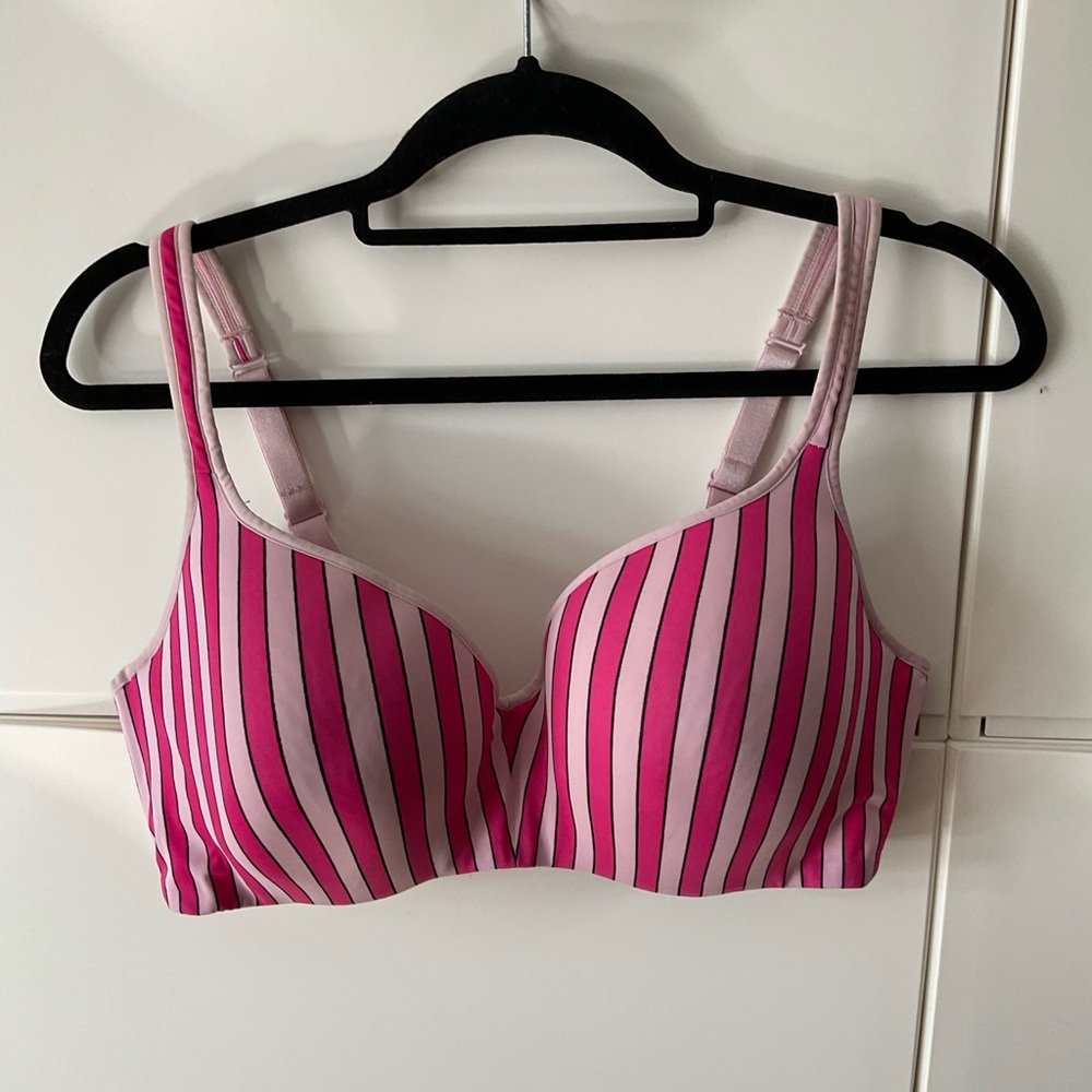 Pink Striped Women's Bra